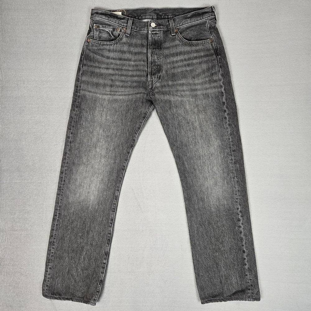 Levis Jeans Mens 34x32 Black 501 Button Fly Original Premium Denim Pants Big E
